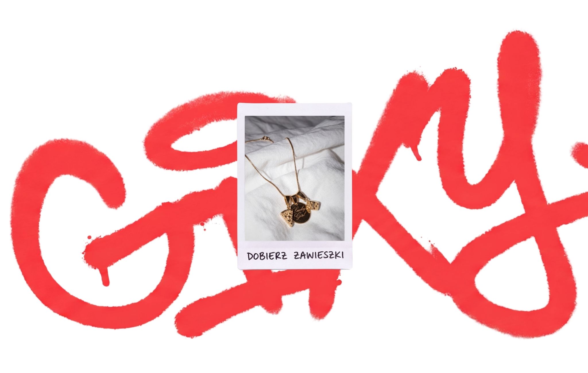 Biżuteria z zawieszkami na łańcuszku w stylu polaroid z napisem Dobierz zawieszki
